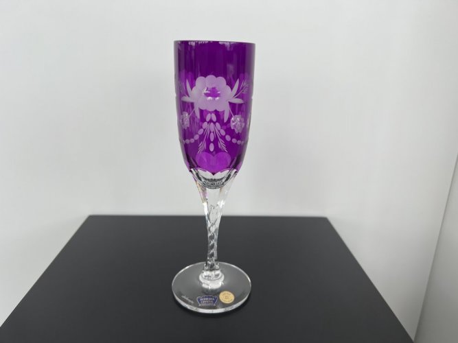 Broušené sklenice na šampaňské, Glamour Crystal, Fialová, 160 ml, 1 ks