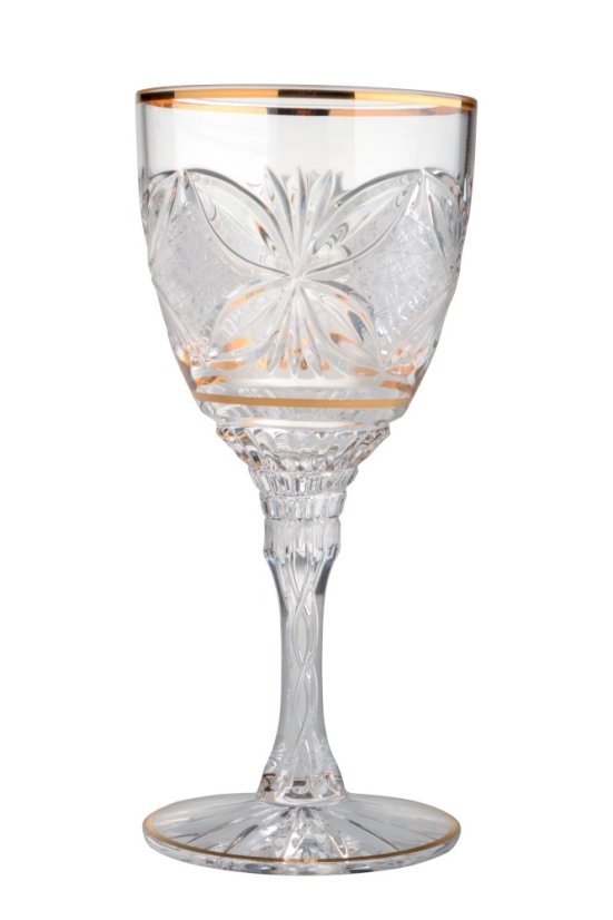 Broušený zlacený pohár 220 ml, Glamour Crystal, 6 ks