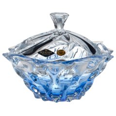 Křišťálová dóza Bohemia Treasury, SAMBA - 21 cm, blue touch