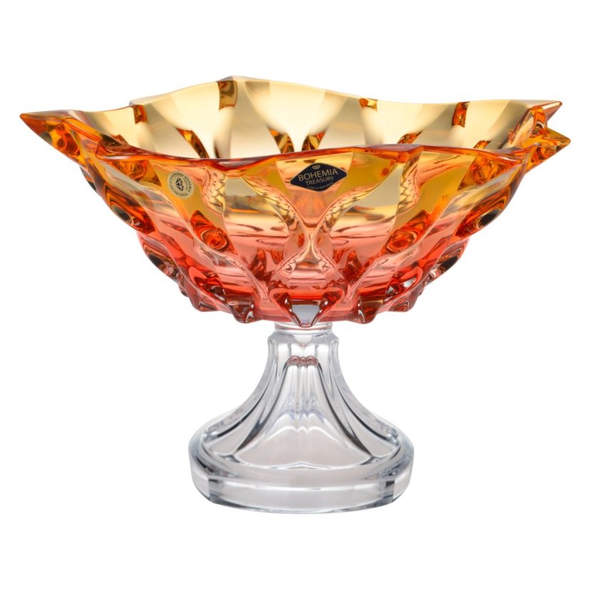 Křišťálová mísa na noze Bohemia Treasury, SAMBA - 30,5 cm, gradient yellow pink