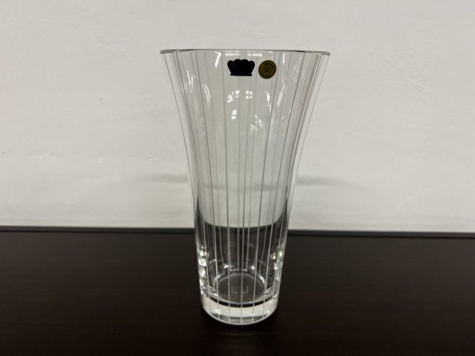 Křišťálová váza, svislé pruhy, Glamour Crystal, 23 cm