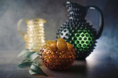 Miska, Jílek Glassworks, HOBNAIL, Amber, Malá