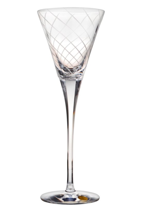 Vysoká broušená sklenice s pruhy 150 ml, Glamour Crystal, 2 ks