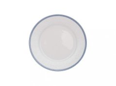 Porcelánový talíř hluboký, Thun, Nina, Bílá krajka - Modrý lem, 22 cm