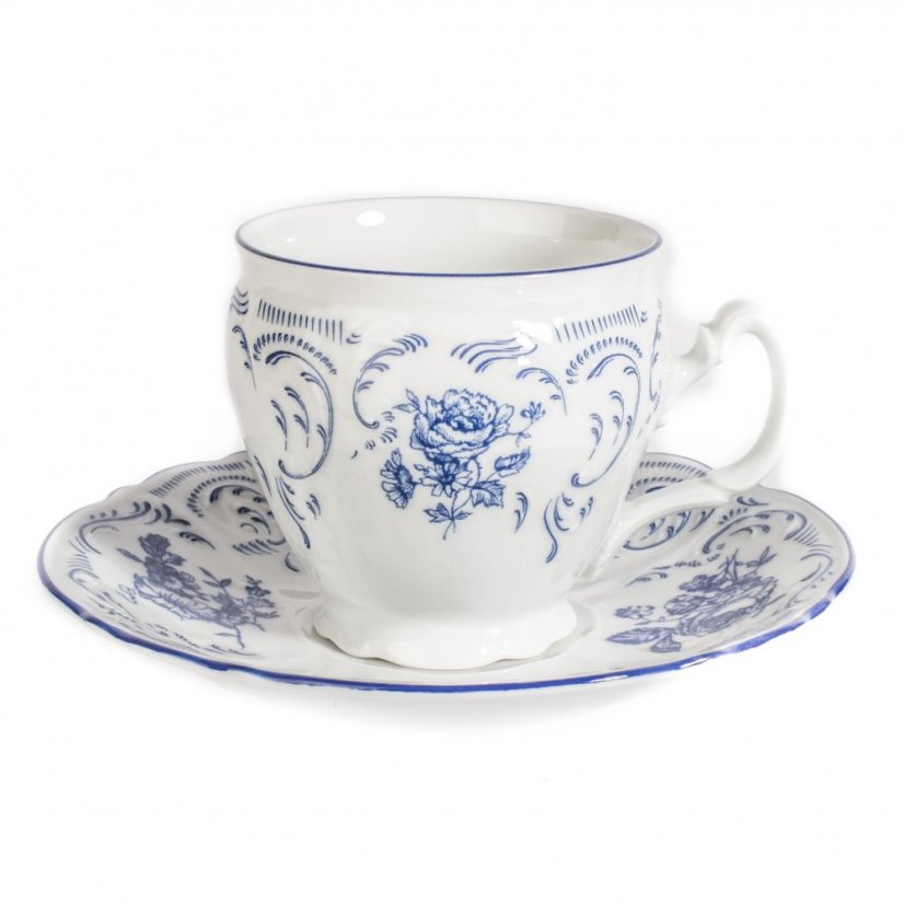 Šálek s podšálkem, Thun, BERNADOTTE, Modré květy, 240 ml, 12 ks