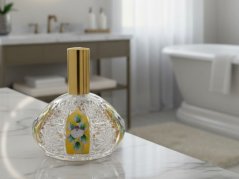 Brúsený flakón s rozprašovačom - zlatý, Aurum Crystal, 150 ml