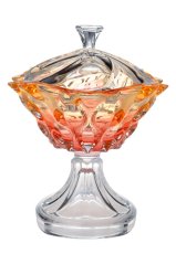 Křišťálová dóza na noze Bohemia Treasury, SAMBA - 25 cm, gradient yellow pink