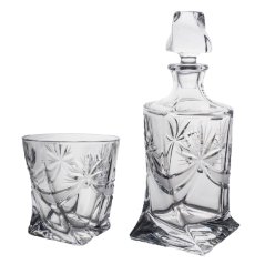 Skleněná láhev a sada 6 ks sklenic, Crystalite Bohemia, QUADRO