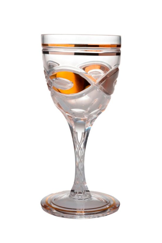 Broušená zlacená sklenice na víno 180 ml, Glamour Crystal, 2 ks