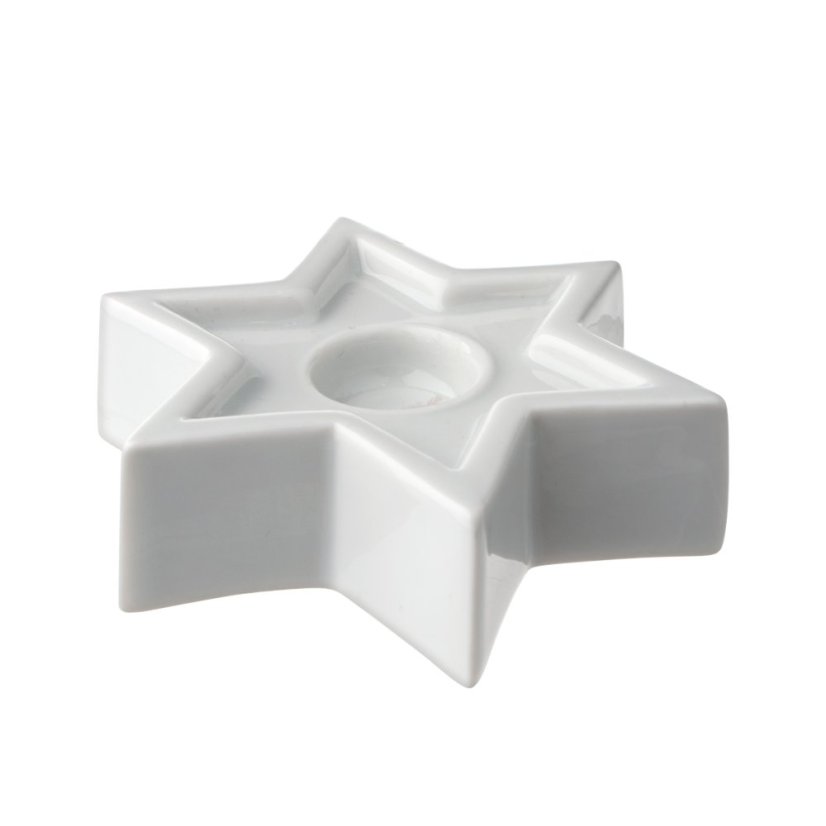 Porcelánový svícen Hvězda Český porcelán Dubí bílý 8,2 cm