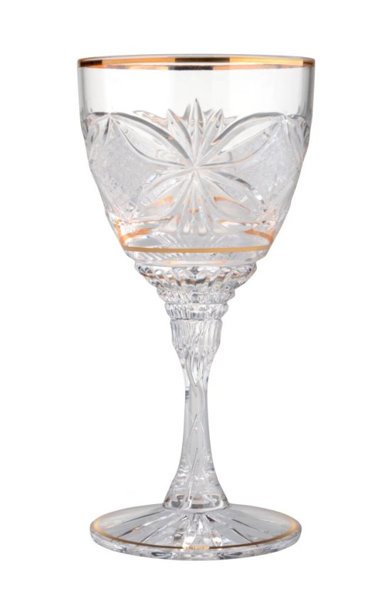 Broušená zlacená sklenice 180 ml, Glamour Crystal, 6 ks