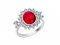 Strieborný prsteň Camellia s českým krištáľom a kubickou zirkónia Preciosa, červený
