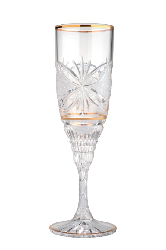 Broušená zlacená sklenice 160 ml, Glamour Crystal, 6 ks