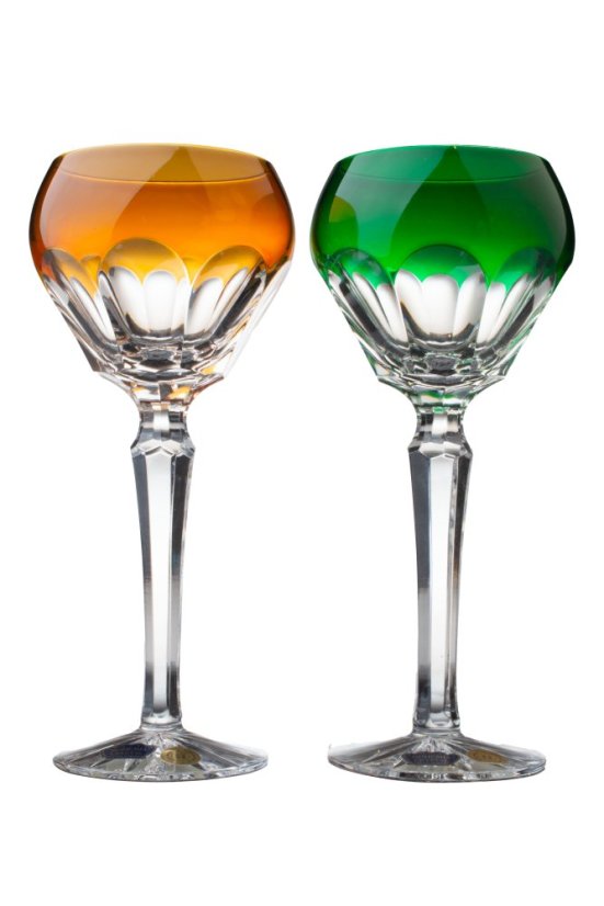 Barevné broušené sklenice na víno 170 ml, Glamour Crystal, 2 ks