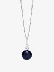 Stříbrný náhrdelník s černou říční perlou, Tonga, Preciosa