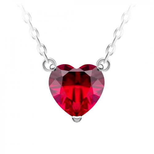Stříbrný náhrdelník Cher, srdce s kubickou zirkonií Preciosa, rudý