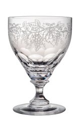 Broušená sklenice s motivy vinné révy 300 ml, Glamour Crystal, 6 ks