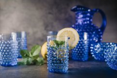 Sklenice, Jílek Glassworks, HOBNAIL, Světle modrá, 250 ml, 6 ks