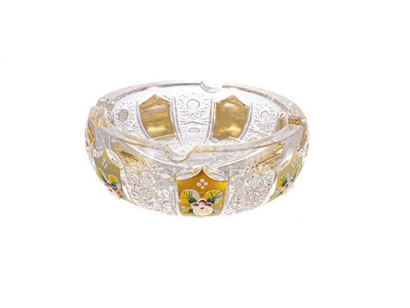 Ručně broušený zlatý popelník Royal Crystal