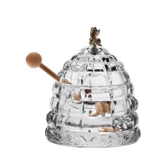 Skleněná dóza na med včelí úl, Crystal Bohemia, 150 ml