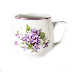 Porcelánový hrnek Baňák Fialky Český porcelán Dubí 300 ml