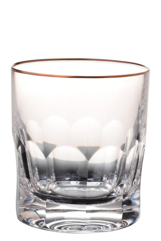 Broušená sklenice se zlaceným okrajem 230 ml, Glamour Crystal, 2 ks