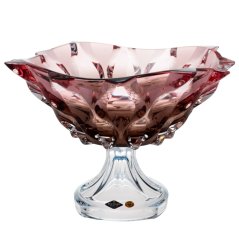 Křišťálová mísa na noze Bohemia Treasury, SAMBA - 30,5 cm, gradient smoke pink