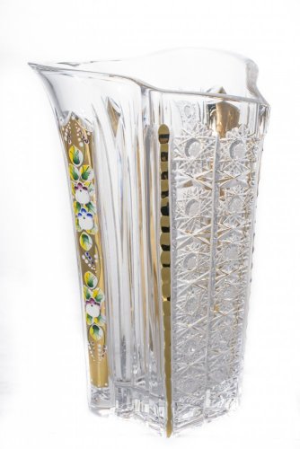 Broušená váza, Zlatá, Royal Crystal, 24 cm
