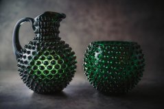 Džbán, Jílek Glassworks, HOBNAIL, Tmavě zelená, 2 l