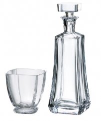 Sklenená fľaša na whisky a sada pohárov, Crystalite Bohemia, AREZZO (6+1)